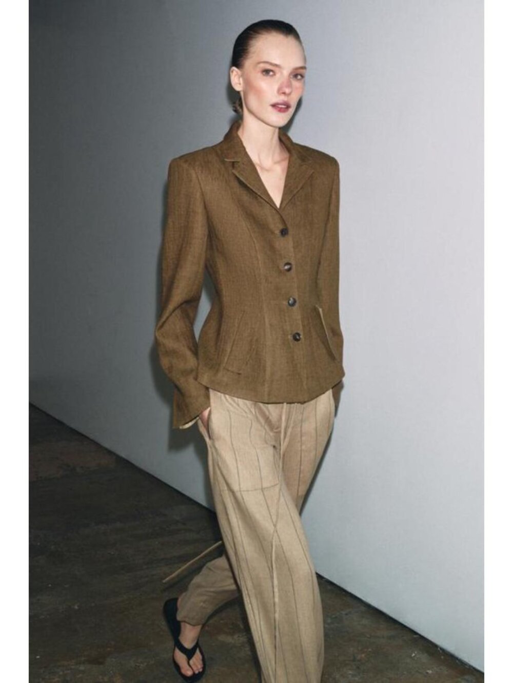 ZARA ZW COLLECTION LINEN BLEND BLAZER